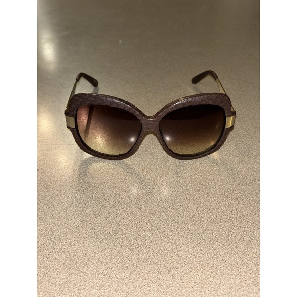 Linda Farlow Luxe CAT 2‎ Square Oversize Burgendy Snakeskin Sunglasses $740 main image 9